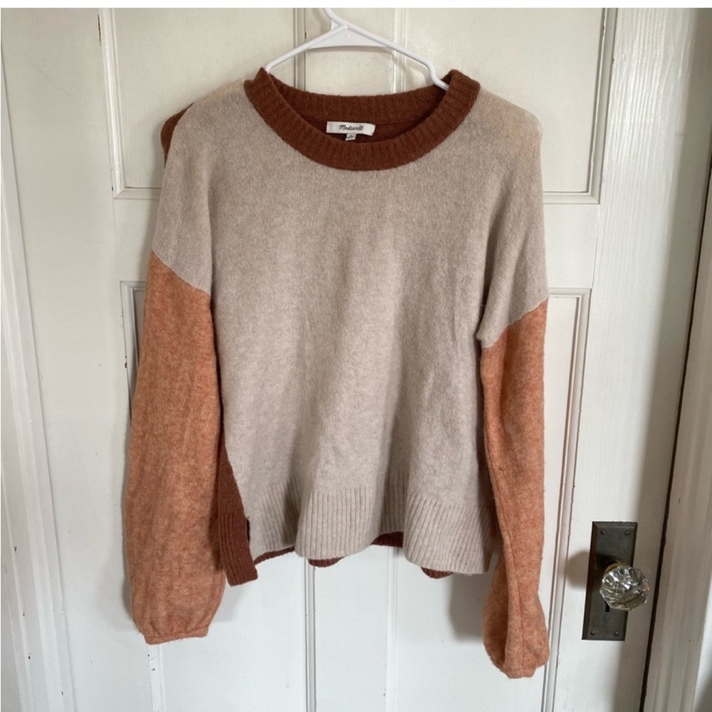 Madewell color block merino wool alpaca blend sweater size medium
